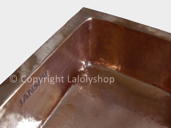 Evier timbre de cuisine en cuivre rose marocain rectangulaire 50 x 35 cm - a poser